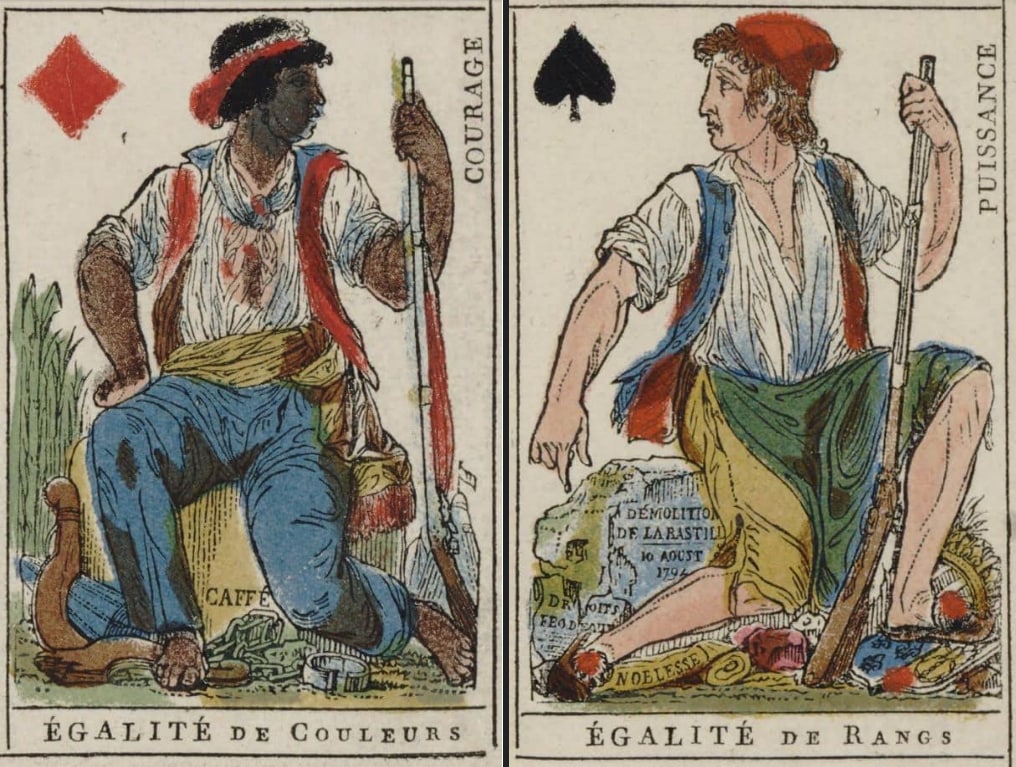 Cartes faites main, Jeu divinatoire révolutionnaire 1791, 66 cartes -   France