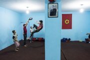 Arrivé depuis 6 mois, Agri a proposé au parlement du camp d'ouvrir une salle de kick-boxing.