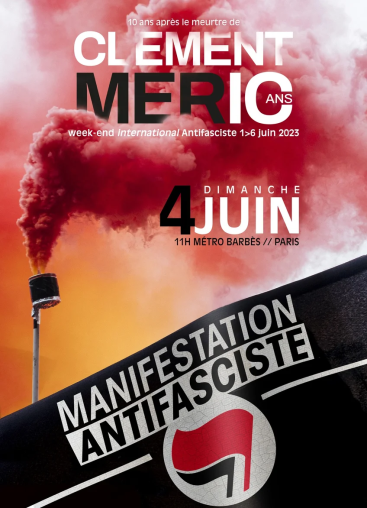 AFFICHE Manifestation antifasciste 4 juin - 11h - Métro Barbès à Paris RECTO