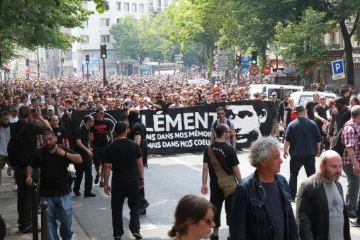 «Clément, à jamais dans nos mémoires, à jamais dans nos cœurs». Manifestation d'hommage du 8 juin 2013, soit deux jours après la mort de Clément.